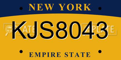 KJS8043 New York License Plate