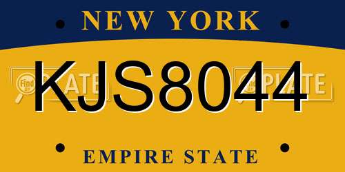 KJS8044 New York License Plate