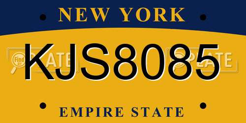 KJS8085 New York License Plate
