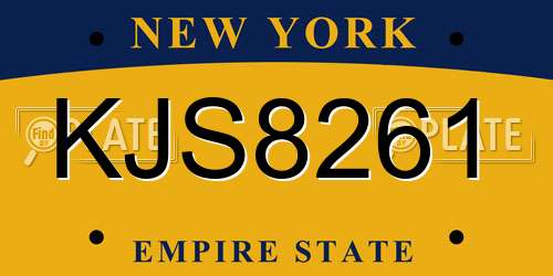 KJS8261 New York License Plate