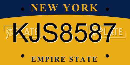 KJS8587 New York License Plate