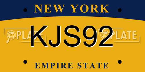 KJS92 New York License Plate