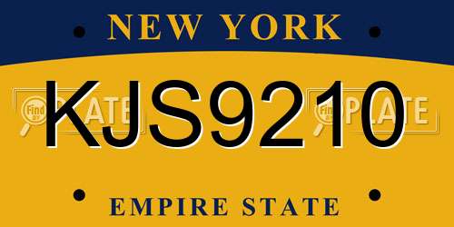 KJS9210 New York License Plate