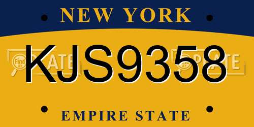 KJS9358 New York License Plate
