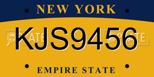 KJS9456 New York License Plate