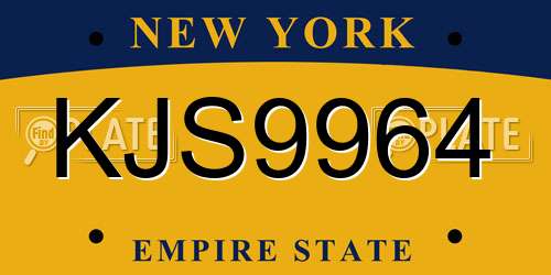 KJS9964 New York License Plate