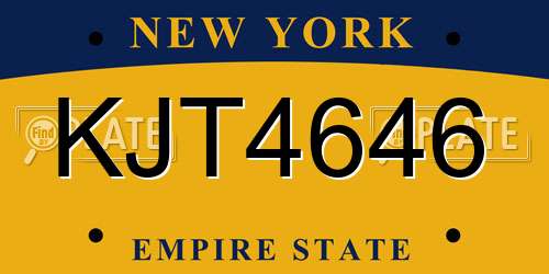 KJT4646 New York License Plate