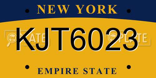 KJT6023 New York License Plate