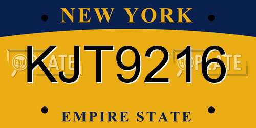 KJT9216 New York License Plate