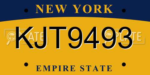KJT9493 New York License Plate