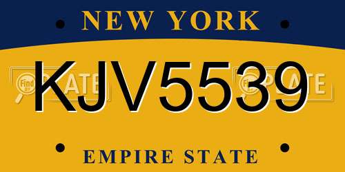 KJV5539 New York License Plate