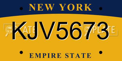 KJV5673 New York License Plate