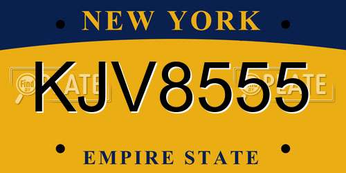 KJV8555 New York License Plate