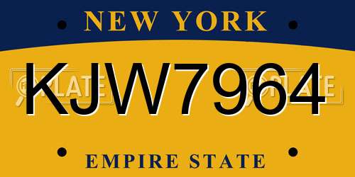 KJW7964 New York License Plate