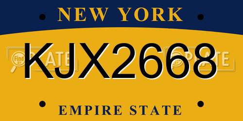 KJX2668 New York License Plate
