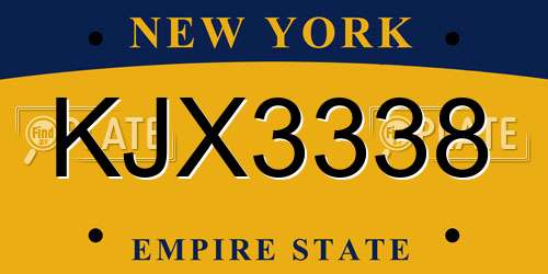 KJX3338 New York License Plate