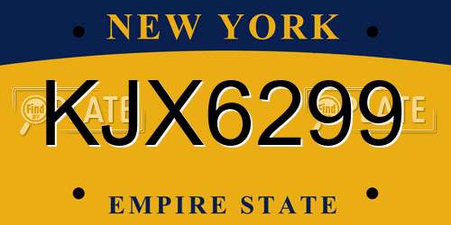 KJX6299 New York License Plate