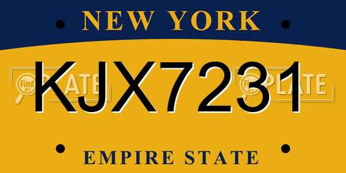 KJX7231 New York License Plate