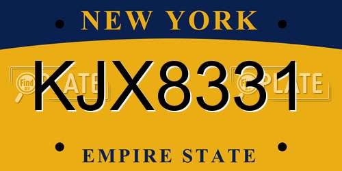 KJX8331 New York License Plate
