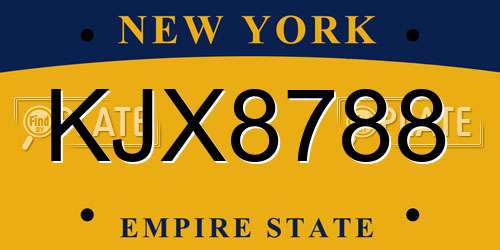 KJX8788 New York License Plate
