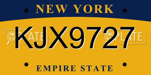 KJX9727 New York License Plate