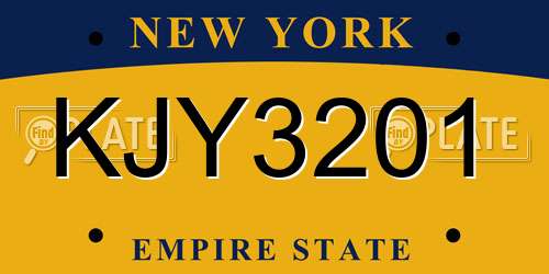 KJY3201 New York License Plate