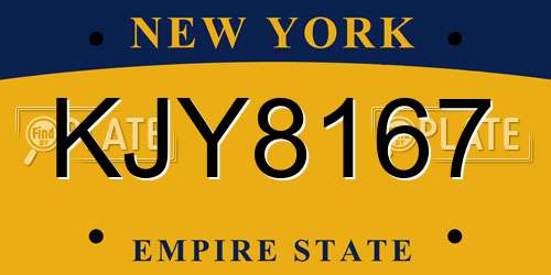 KJY8167 New York License Plate
