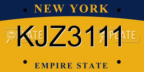 KJZ3111 New York License Plate