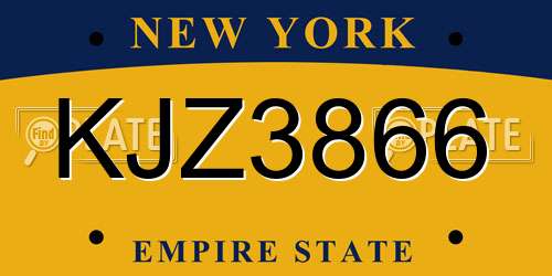 KJZ3866 New York License Plate