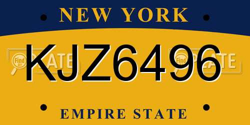 KJZ6496 New York License Plate