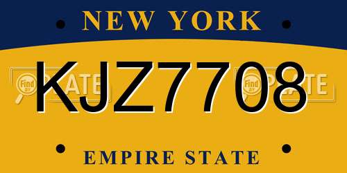 KJZ7708 New York License Plate