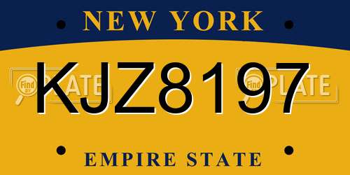 KJZ8197 New York License Plate