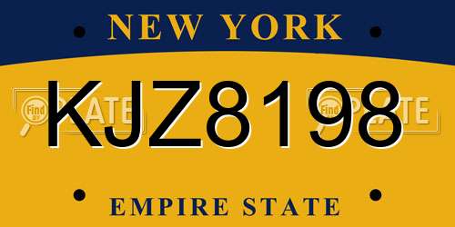 KJZ8198 New York License Plate