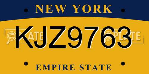 KJZ9763 New York License Plate