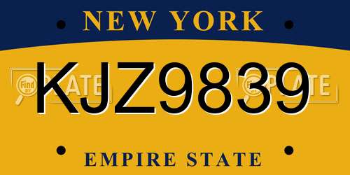KJZ9839 New York License Plate