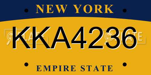 KKA4236 New York License Plate
