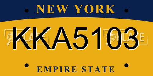 KKA5103 New York License Plate