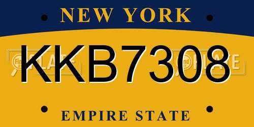 KKB7308 New York License Plate