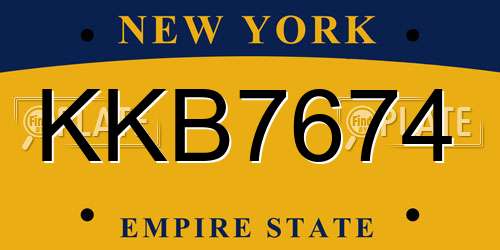 KKB7674 New York License Plate