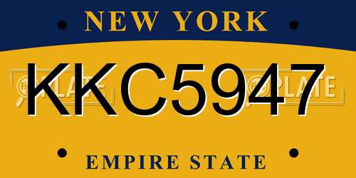 KKC5947 New York License Plate