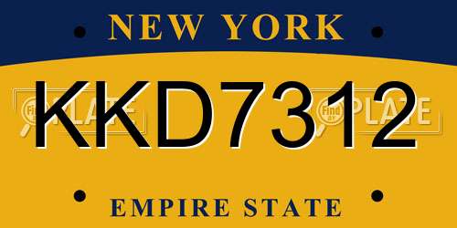 KKD7312 New York License Plate