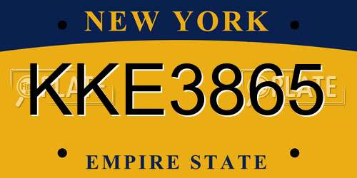 KKE3865 New York License Plate