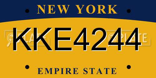 KKE4244 New York License Plate