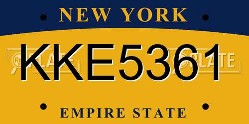 KKE5361 New York License Plate