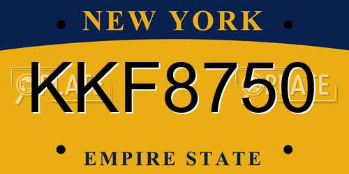 KKF8750 New York License Plate
