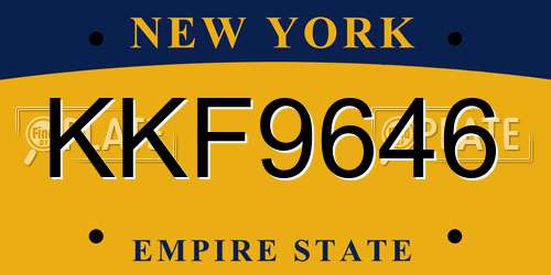 KKF9646 New York License Plate