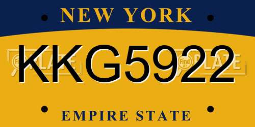 KKG5922 New York License Plate