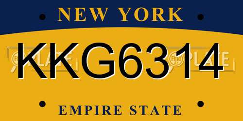 KKG6314 New York License Plate
