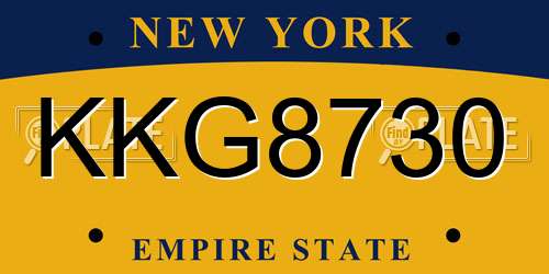 KKG8730 New York License Plate