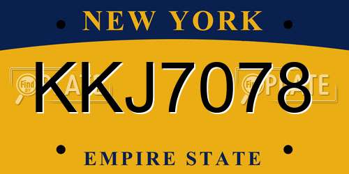 KKJ7078 New York License Plate